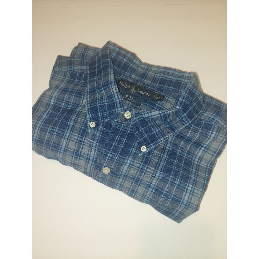 Ralph Lauren‎ Blake XXL Blue Plaid, Short Sleeves